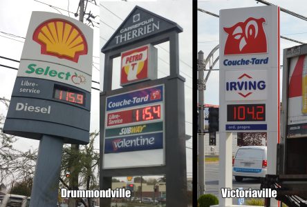 L’essence plus chère ici qu’à Victoriaville