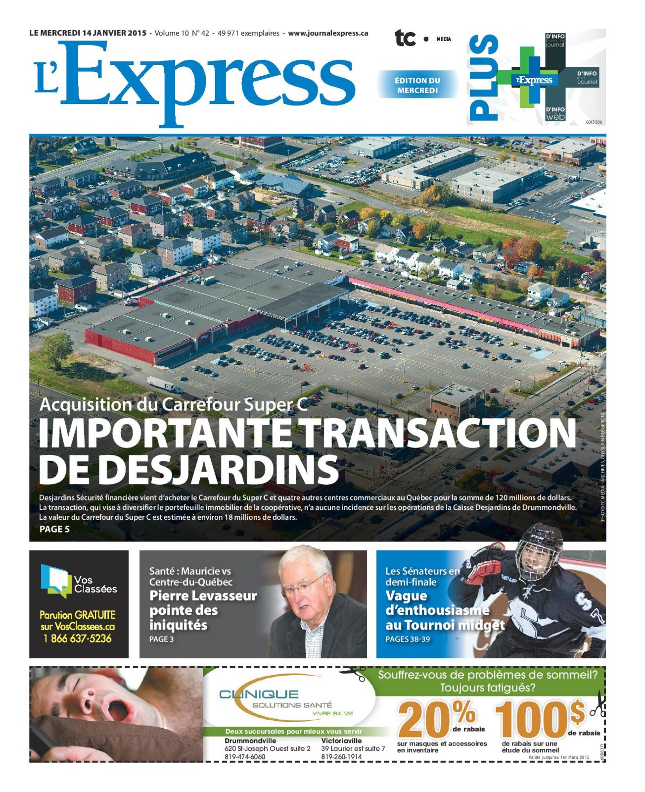 La une de L’Express du mercredi 14 janvier 2014