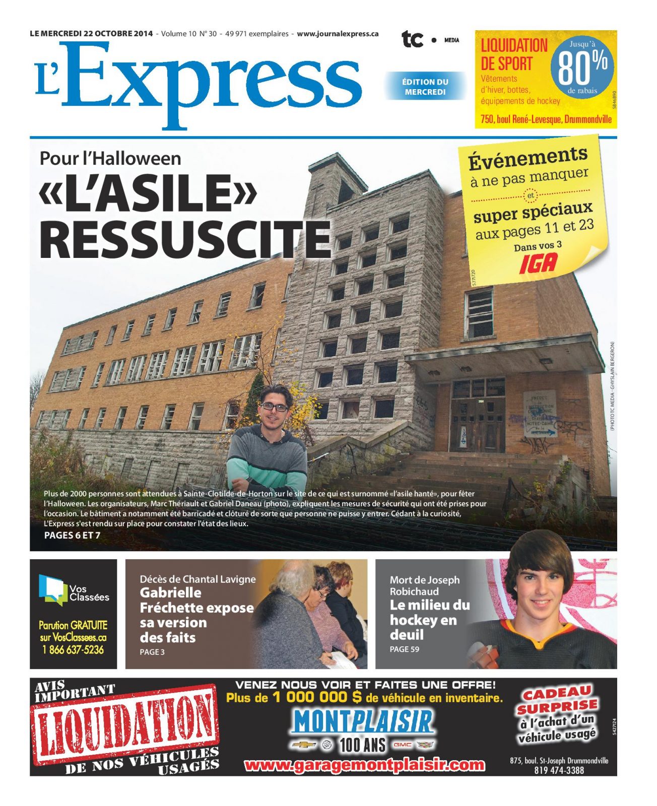 La une de L’Express du mercredi 22 octobre 2014