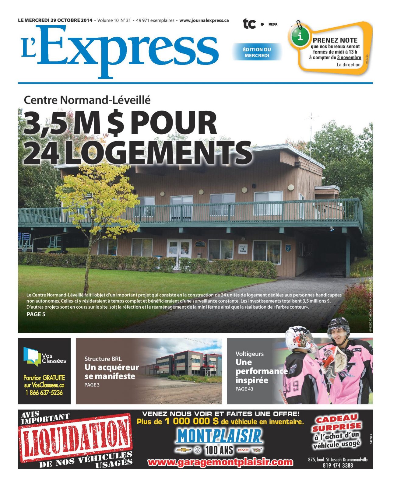La une de L’Express du mercredi 29 octobre 2014