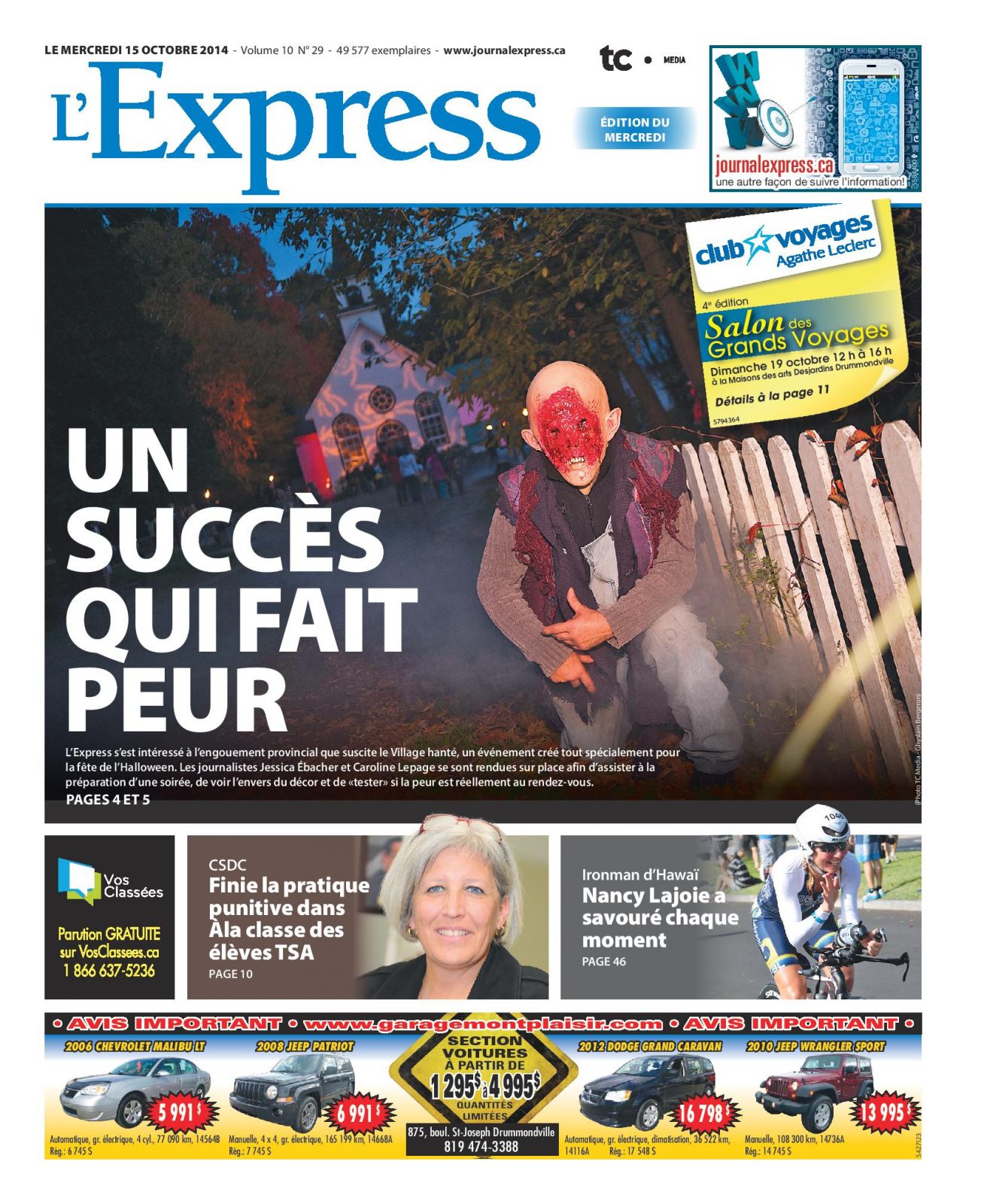 La une de L’Express du mercredi 15 octobre 2014