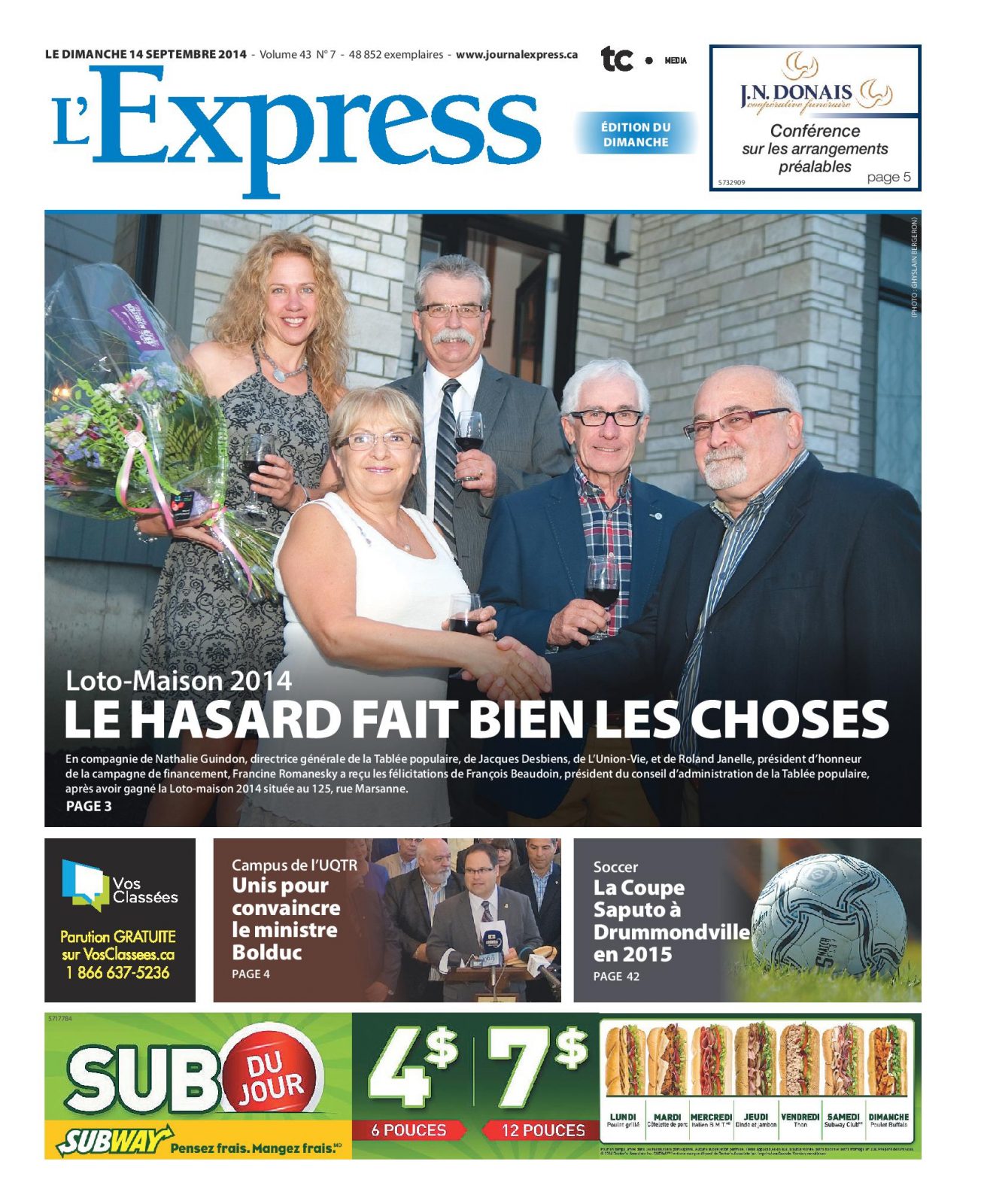 La une de L’Express du 14 septembre 2014