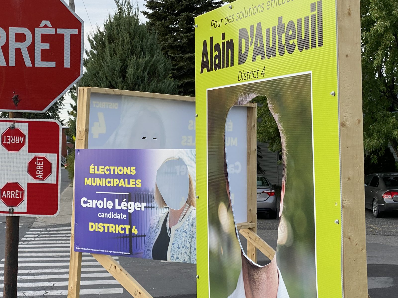 Des pancartes électorales vandalisées dans le district 4